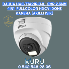 Dahua HAC-T1A21P-U-IL- 2mp 2.6mm 4in1  Fullcolor Hdcvı Dome Kamera (Akıllı Işık)