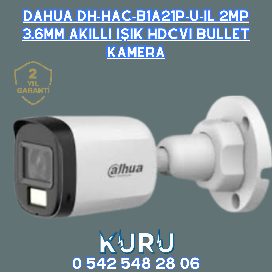 Dahua DH-HAC-B1A21P-U-IL 2mp 3.6mm Akıllı Işık Hdcvi Bullet Kamera