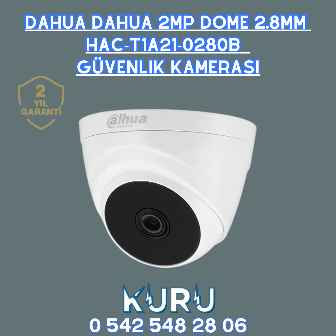 Dahua DAHUA 2MP DOME 2.8MM  HAC-T1A21-0280B   Güvenlik Kamerası