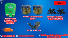 30.000 V SENSÖRLÜ ELEKTRİKLİ ÇİT MAKİNESİ /12 V 2 AMPER ADAPTÖR /1000 METRE İP/200 ADET İZALATÖR LÜ SET 5